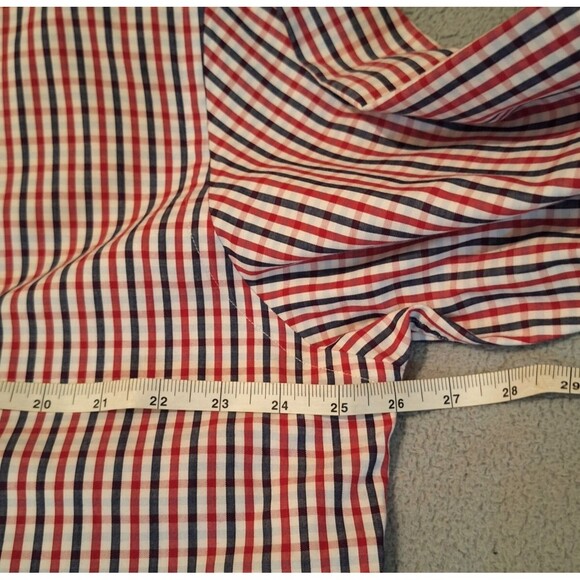 NORDSTROM RACK Long Sleeve Men 16.5 34/35 Traditional Fit Rd/Blk/Wht Gingham - Picture 6 of 13